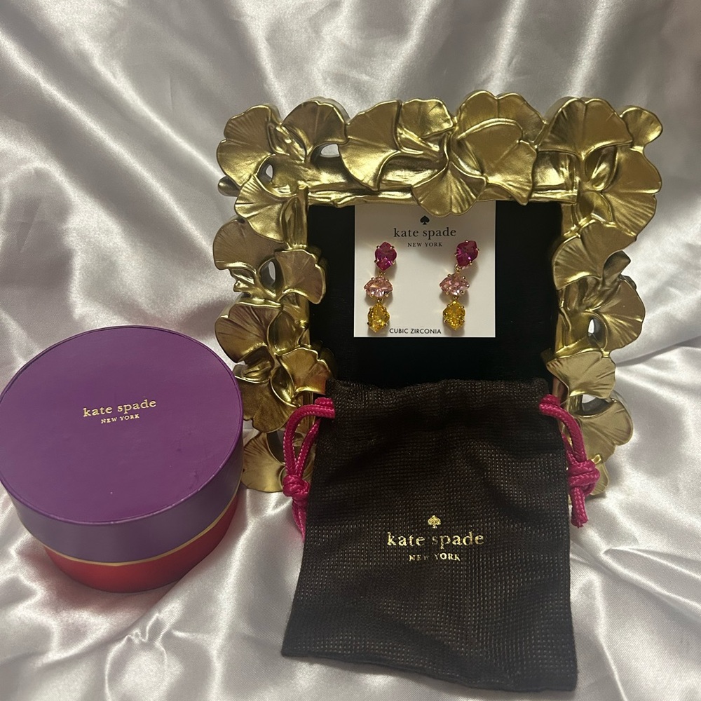 NWT Kate Spade Treasure Trove Pink and Yellow Earrings
